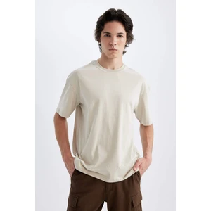 Boxy Fit Bisiklet Yaka Basic Düz Kısa Kollu Tişört D5071AX24HS