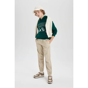 Erkek Çocuk Beli Bağcıklı Cepli Lastikli Paça Jogger Basic Düz Pantolon B6713A824SM