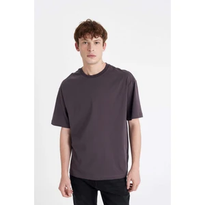Boxy Fit Bisiklet Yaka Basic Düz Kısa Kollu Tişört D5071AX24HS
