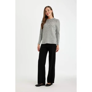 Siyah Triko Pantolon Wide Leg Geniş Bol Paça Selanik Kumaş Basic Düz D0361AX24AU