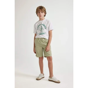 Erkek Çocuk Basic Düz Beli Lastikli Cepli Gabardin Şort C2956A824SM