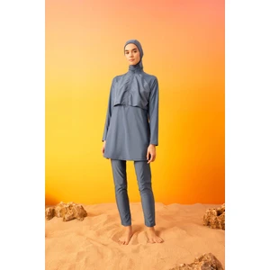 Regular Fit 4'lü Basic Düz Burkini Tesettür Mayo Takım B5232AX24SM