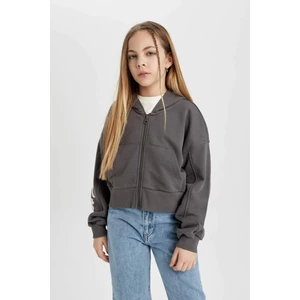 Kız Çocuk Kapüşonlu Fermuarlı Sweatshirt B9553A824SP