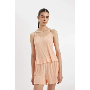 Pijama Takım Pamuklu Askılı Pijama Üstü Esnek Beli Şortlu Pijama Altı-Fall in Love A7968AX24HS