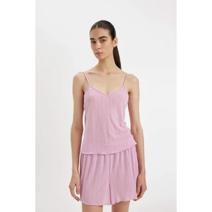 Pijama Takım Pamuklu Askılı Pijama Üstü Esnek Beli Şortlu Pijama Altı-Fall in Love A7968AX24HS