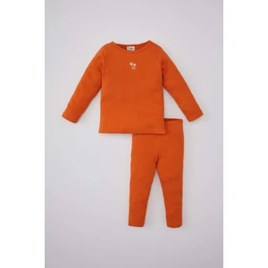 Kız Bebek Nakışlı Uzun Kollu Fitilli Kaşkorse Pijama Takımı Y4168A224SP