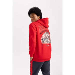 DeFactoFit NBA Chicago Bulls Standart Fit Kapüşonlu Kalın Sweatshirt A9788AX23WN