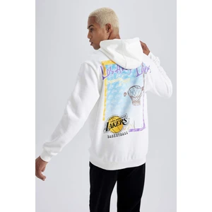 DeFactoFit NBA Los Angeles Lakers Standart Fit Kapüşonlu Kalın Sweatshirt A9840AX23WN