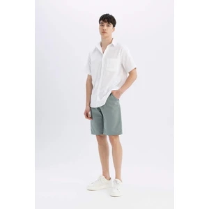 Regular Fit Düz Paça Gabardin Bermuda Şort C5397AX24SM