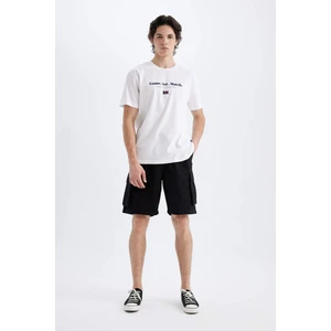Relax Fit Düz Paça Gabardin Kargo Bermuda Şort C5400AX24SM
