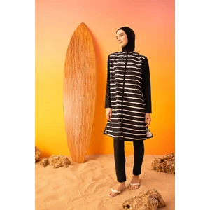 Regular Fit Çizgili 3'lü Burkini Tesettür Mayo Takım B5226AX24SM