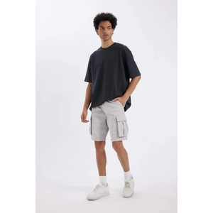 Relax Fit Düz Paça Gabardin Kargo Bermuda Şort C5400AX24SM
