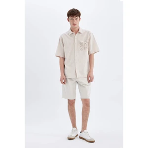 Regular Fit Düz Paça Gabardin Bermuda Şort C5397AX24SM
