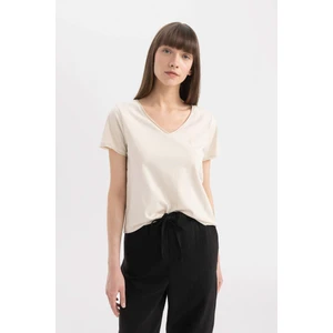 Regular Fit V Yaka Basic Düz Kısa Kollu Tişört K1507AZ24SM