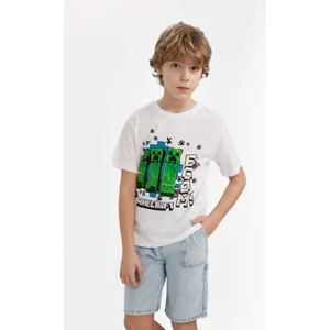 Erkek Çocuk Minecraft Bisiklet Yaka Kısa Kollu Tişört B7946A824SM