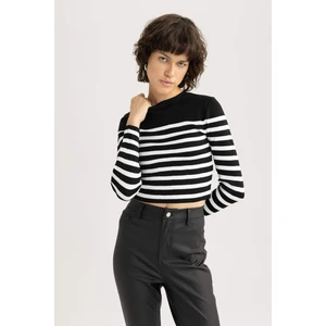 Slim Fit Çizgili Bisiklet Yaka Kazak Z9142AZ23AU