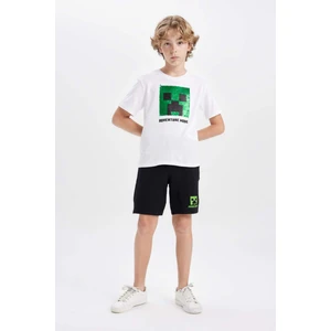 Erkek Çocuk 2'li Takım Minecraft Bisiklet Yaka Kısa Kollu Tişört Şort C4986A824HS