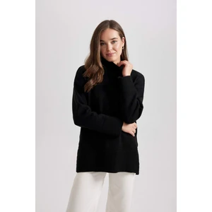Regular Fit Balıkçı Yaka Basic Düz Triko Kazak Tunik B0193AX23WN