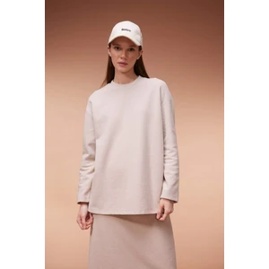Regular Fit Bisiklet Yaka Selanik Kumaş Uzun Kollu Tişört Tunik B3552AX23WN