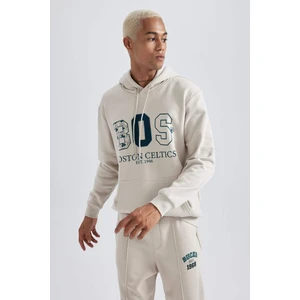 DeFactoFit NBA Boston Celtics Standart Fit Kapüşonlu Kalın Sweatshirt A9682AX23WN