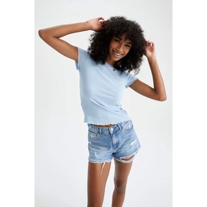 Slim Fit Bisiklet Yaka Kısa Kollu Tişört K7064AZ22SM