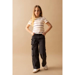 Kız Çocuk Wide Leg Kargo Geniş Paça Jean Pantolon B3433A824SP