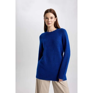 Regular Fit Bisiklet Yaka Basic Düz Triko Kazak Tunik B2709AX23WN