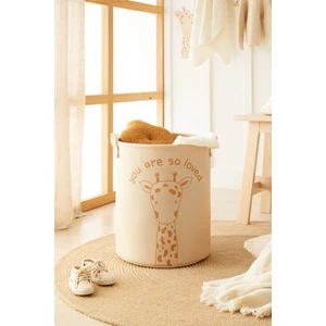 Ocean Home Textile Çocuk Odası Sevimli Zürafa Jüt Dokuma Kumaş Çamaşır Düzenleyici Oyuncak Sepeti 33x40 cm