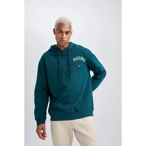 DeFactoFit NBA Milwaukee Bucks Standart Fit Kapüşonlu Kalın Sweatshirt A9675AX23WN