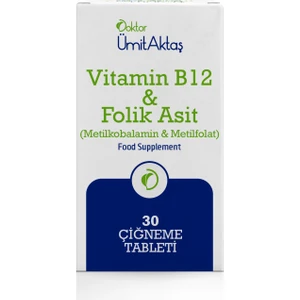 Dr. Ümit Aktaş Vitamin B12 & Folikasit - Aktif B9 (30 Çiğneme Tableti)