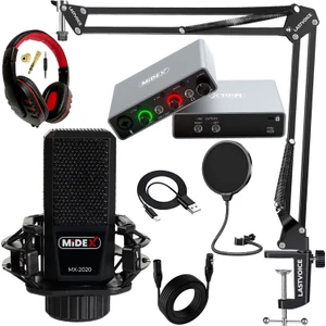 Special Paket-3 Stüdyo Ekipmanları Ses Kartı Condenser Mikrofon Kulaklık Stand Full Set