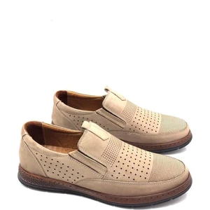 Deri Tarz Nubuk Deri Ortopedik Kum Renk Erkek Ayakkabı