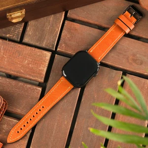 Apple Watch Kordon 38MM 40MM 41MM 3 4 5 6 7 Se 8 9 Uyumlu Hardal Rengi Hakiki Deri Kayış