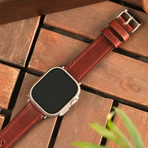 Apple Watch Kahverengi Deri Kordon 42 / 44 / 45 / 49 mm Ultra Ultra 2 Seri 9 8 7 6 5 4 3 Uyumlu Hakiki Deri Kayış Kahve Apple Deri Kordon