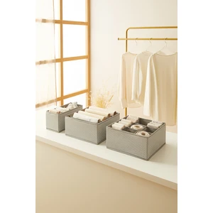 Ocean Home Textile 3'lü Bölmeli Gri Çekmece İçi Dolap Çamaşır Düzenleyici Katlanır Saklama Kutusu Organizer Set