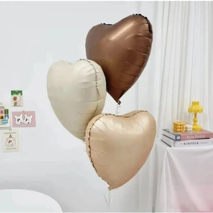Balon Diyarı Kalp Balon Krem, Bej Ve Karamel Kalp Balon | Retro Balon Kahve Tonlar Kalp Set 3 Adet