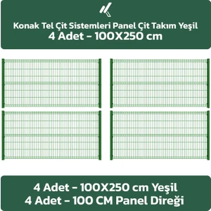 KONAK TEL ÇİT SİSTEMLERİ 4 ADET PANEL ÇİT TAKIM (4 ADET PANEL ÇİT TELİ 100X250 CM + 4 ADET PANEL ÇİT DİREĞİ 100 CM)