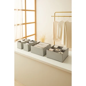 Ocean Home Textile 4'lü Bölmeli Petek Gri Çekmece İçi Dolap Çamaşır Düzenleyici Katlanır Saklama Kutusu Organizer Set