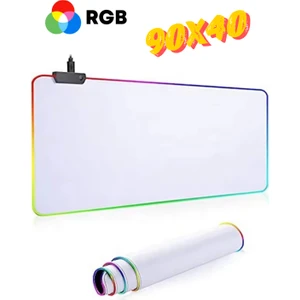 Rgb Beyaz Mousepad 90X40 cm 13 Farklı Renk Modu Su Geçirmez Oyuncu Gaming Xl Mausepad