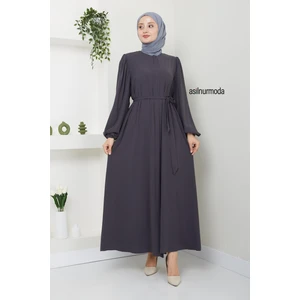 Hale Omuz Pileli Balon Kol Ferace Füme