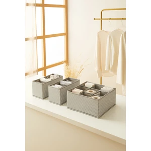 Ocean Home Textile 3'lü Bölmeli Petek Gri Çekmece İçi Dolap Çamaşır Düzenleyici Katlanır Saklama Kutusu Organizer Set