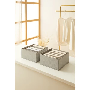 Ocean Home Textile 2'li 6 Bölmeli Gri Çekmece İçi Dolap Çamaşır Düzenleyici Katlanır Saklama Kutusu Organizer Set