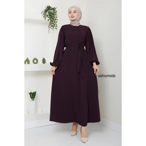 Hale Omuz Pileli Balon Kol Ferace Mürdüm