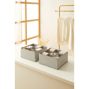 Ocean Home Textile 2'li 9 Bölmeli Petek Gri Çekmece İçi Dolap Çamaşır Düzenleyici Katlanır Saklama Kutusu Organizer Set