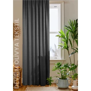 Devrim Olivya Tekstil Lüks 1. Sınıf Düz Dikim Antrasit Ada Fon Perde