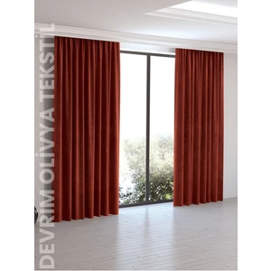 Devrim Olivya Tekstil Lüks  Düz Dikim Kiremit Ada Fon Perde
