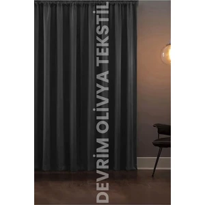 Devrim Olivya Tekstil Lüks 1. Sınıf Özel Dikim Füme Blackout  Ekstraforlu Fon Perde