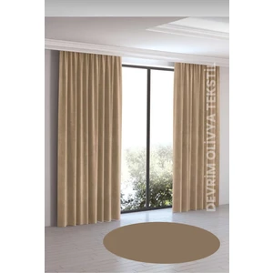 Devrim Olivya Tekstil Lüks  Özel Dikim Bej Blackout  Ekstraforlu Fon Perde