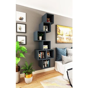 Dekormer Design Kitaplık Kare Duvar Rafı 7 Li Takım İzlanda Mavi