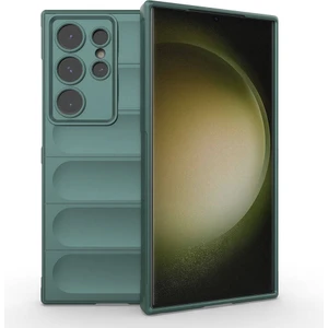 Case 4u Galaxy S24 Ultra Kılıf Esnek Tpu Oyuklu Arka Yüzey Tasarımlı Etnik Silikon Kapak Koyu Yeşil